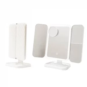 Aufladbarer LED-Schminkspiegel mit Vergrößerung – 3 Lichtfarben